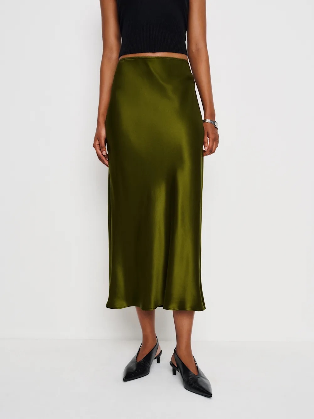 Reformation - Layla Silk Skirt - Moss Garden NWOT